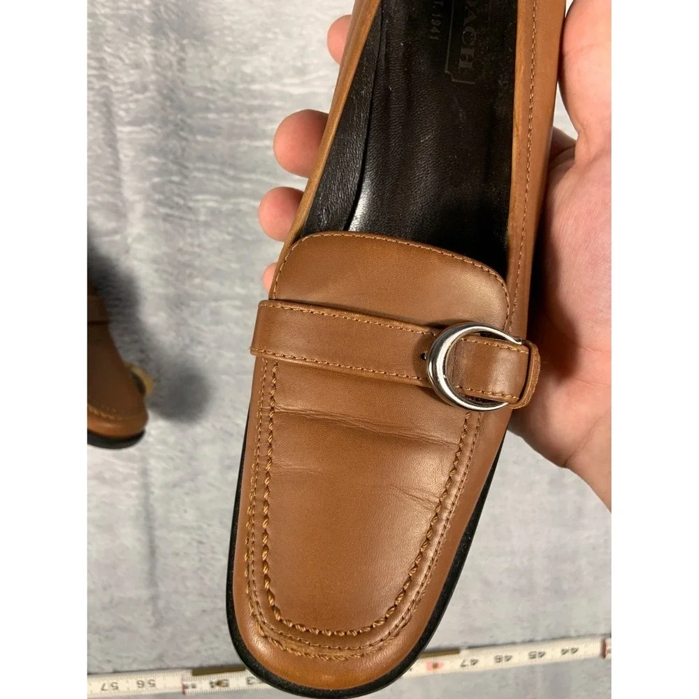 Coach Keely Women's Tan Leather Heeled‎ Loafers Shoes P410 603 Size 6.5 B Used
